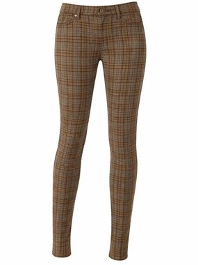 Liverpool Plaid Skinny Pants Brown Green Stretch Size XS